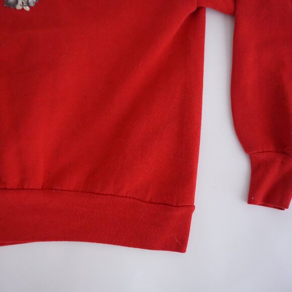 Vintage Jerzees Red Cat Kitten Embroidered Sweatshirt Grandma Chic Kitschcore M - Picture 5 of 11